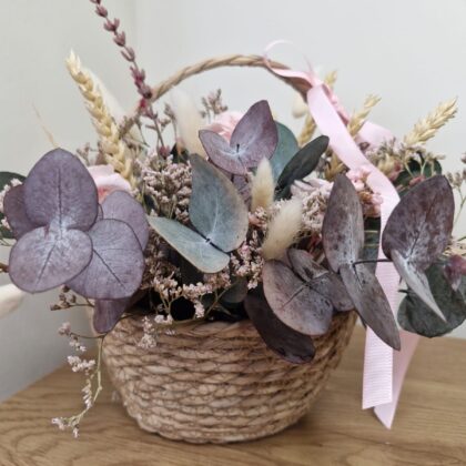 Ramo preservado cesta y rosa