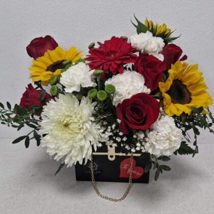 Bolso de girasoles y rosas