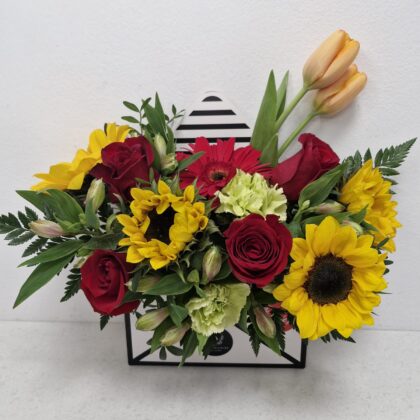 Sobre de girasoles y rosas